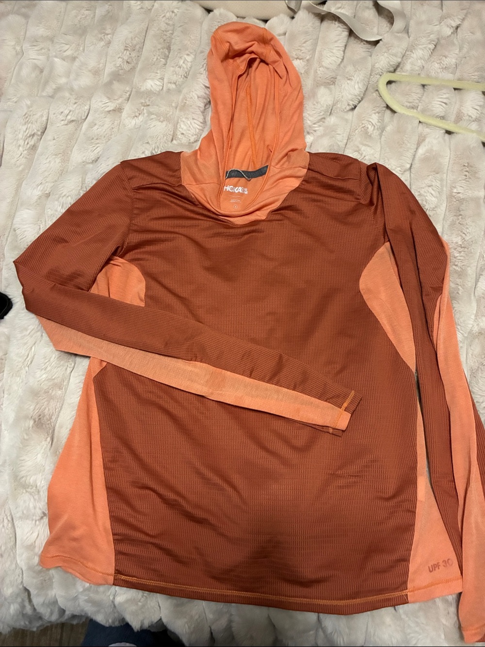 Hoka One One Orange Two-Tone Hooded Long Sleeve Pullover